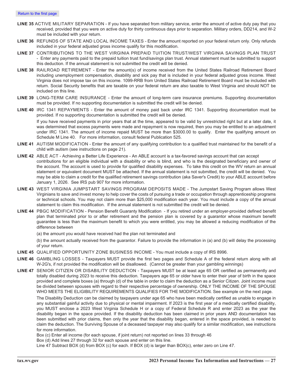 Form IT-140 Personal Income Tax Return - West Virginia, Page 32