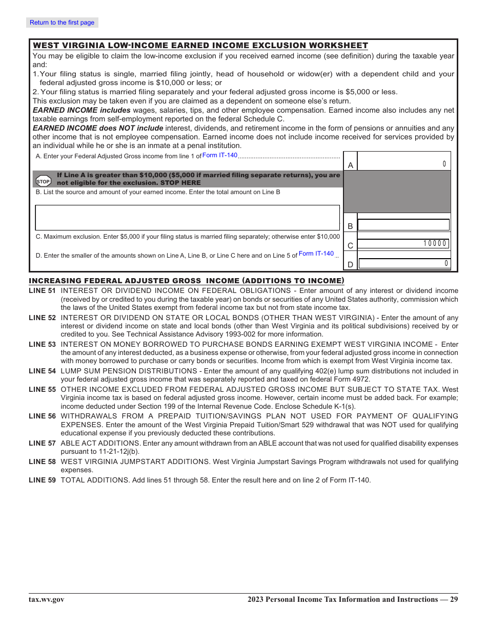 Form IT-140 Personal Income Tax Return - West Virginia, Page 34