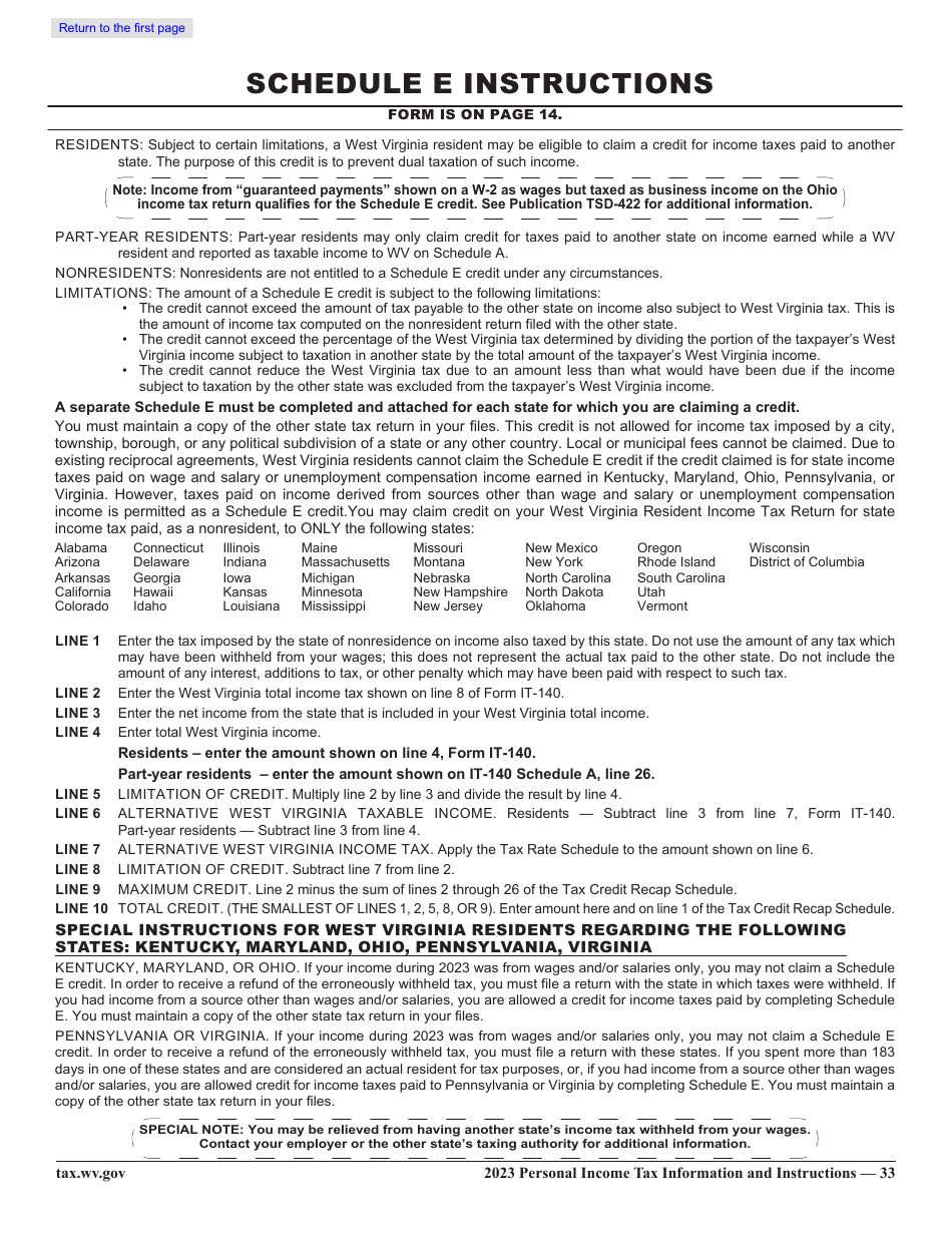 Form IT-140 Personal Income Tax Return - West Virginia, Page 38