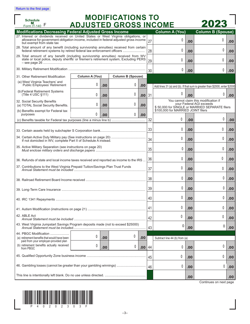 Form IT-140 Personal Income Tax Return - West Virginia, Page 3