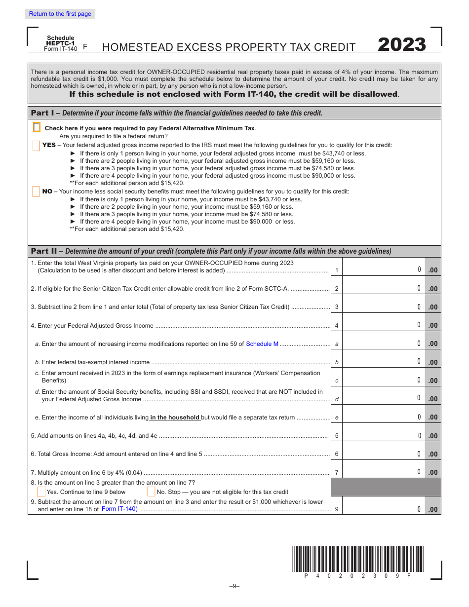 Form IT-140 Personal Income Tax Return - West Virginia, Page 9