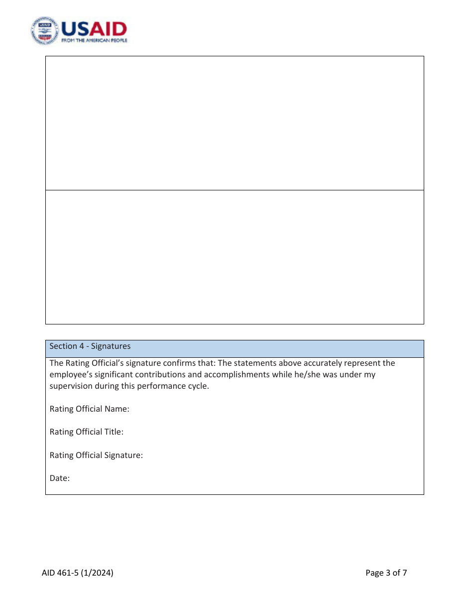 Form AID461-5 Foreign Service Annual Accomplishment Record (AAR), Page 3