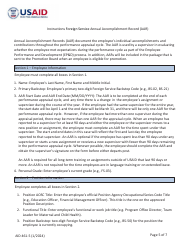 Form AID461-5 Foreign Service Annual Accomplishment Record (AAR), Page 5