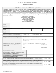 Document preview: Midwifery Advisory Council Member Application - California