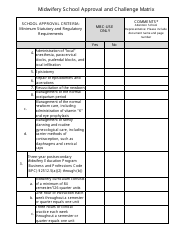 Midwifery School Approval and Challenge Matrix - California, Page 2