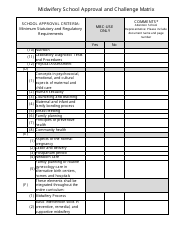 Midwifery School Approval and Challenge Matrix - California, Page 4