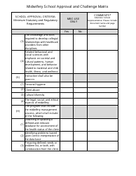 Midwifery School Approval and Challenge Matrix - California, Page 5