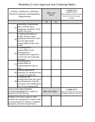 Midwifery School Approval and Challenge Matrix - California, Page 6