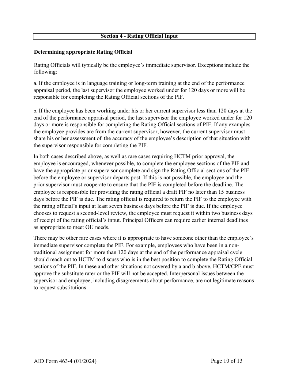 Form AID463-4 Foreign Service Promotion Input Form, Page 10