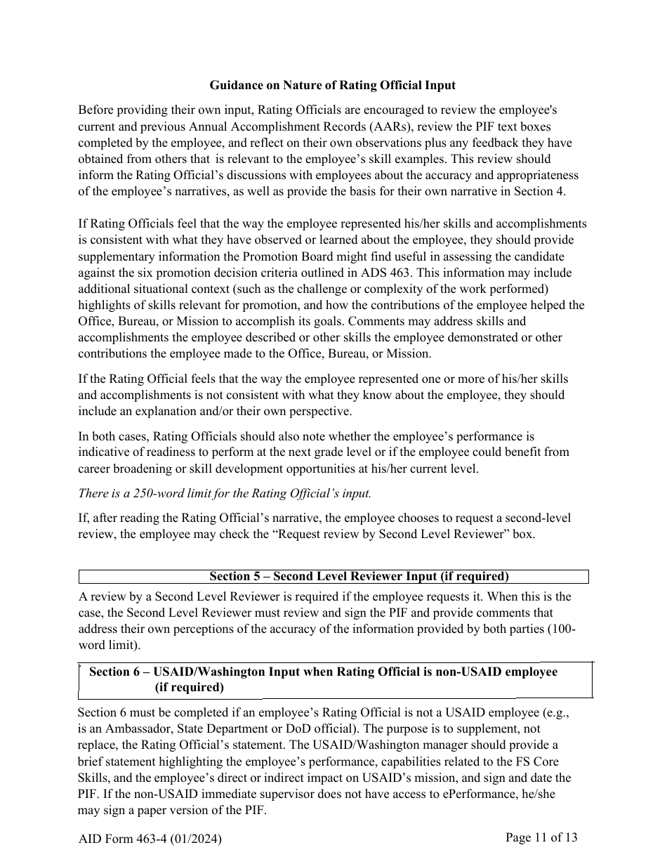 Form AID463-4 Foreign Service Promotion Input Form, Page 11