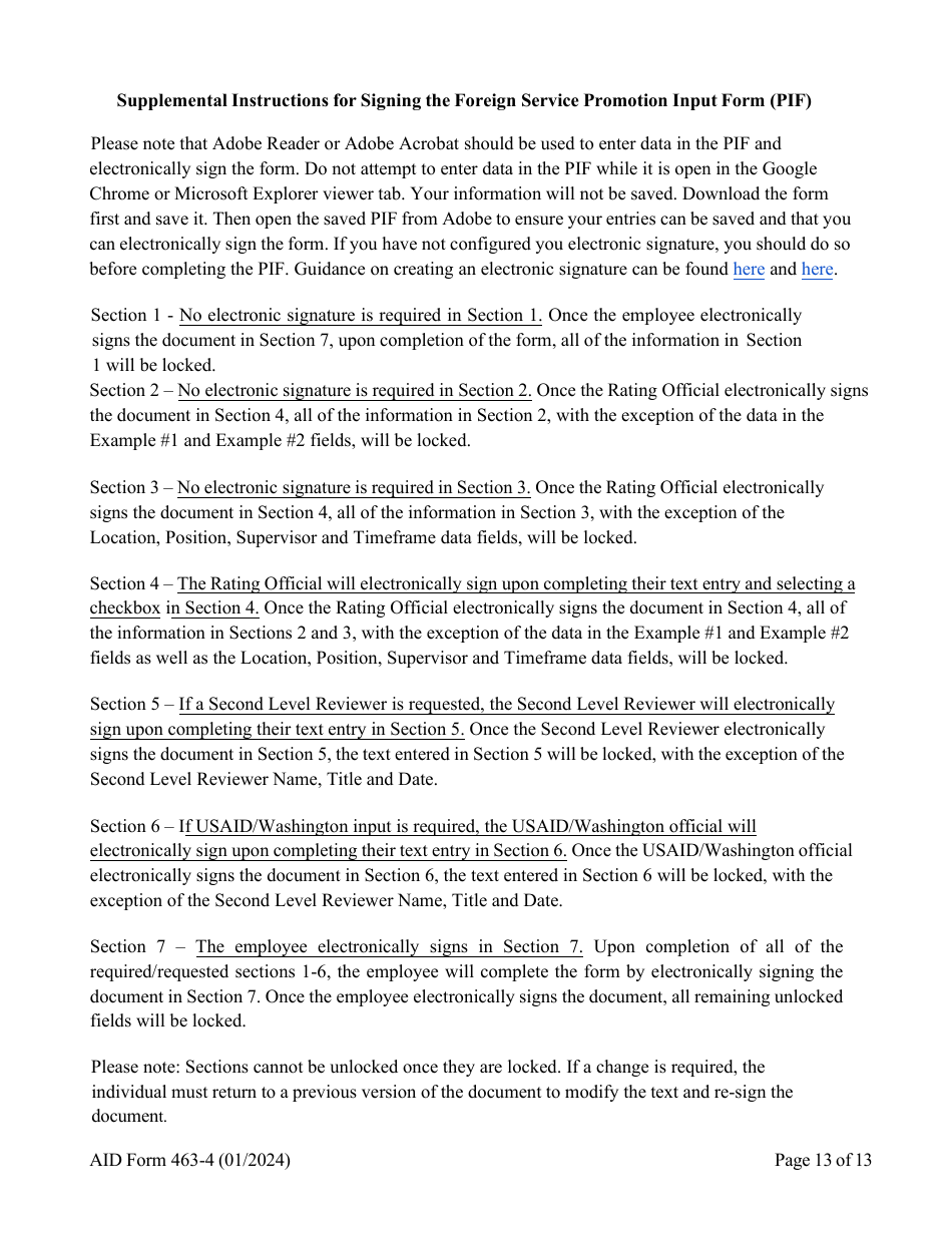 Form AID463-4 Foreign Service Promotion Input Form, Page 13