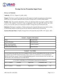 Form AID463-4 Foreign Service Promotion Input Form