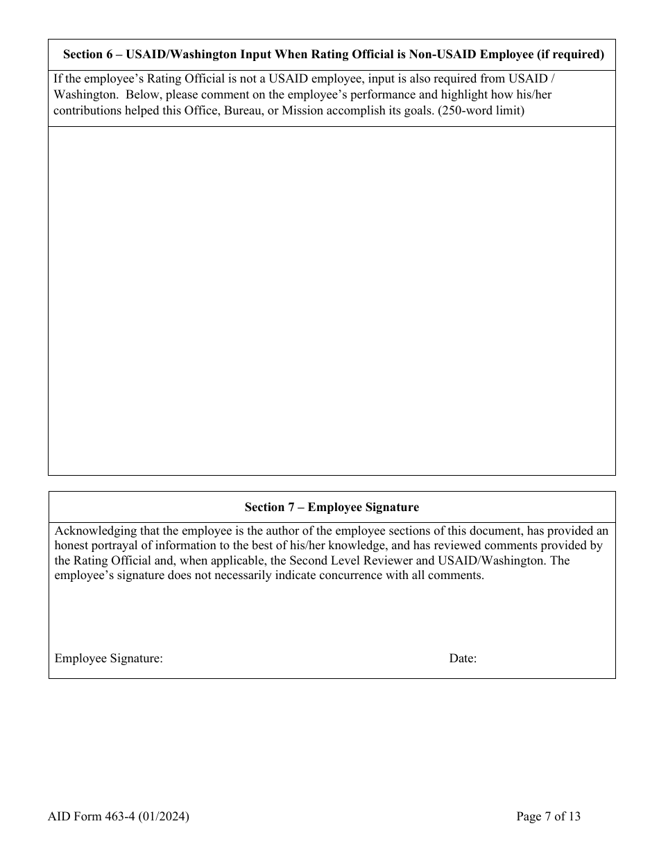 Form AID463-4 Foreign Service Promotion Input Form, Page 7