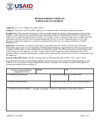 Form AID461-2 Senior Foreign Service Employee Statement