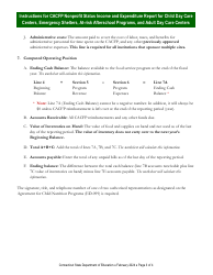 Instructions for CACFP Nonprofit Status Income and Expenditure Report for Child Day Care Centers, Emergency Shelters, at-Risk Afterschool Programs, and Adult Day Care Centers - Connecticut, Page 3