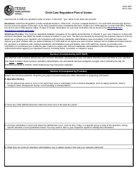 Document preview: Form 7277 Child Care Regulation Plan of Action - Texas