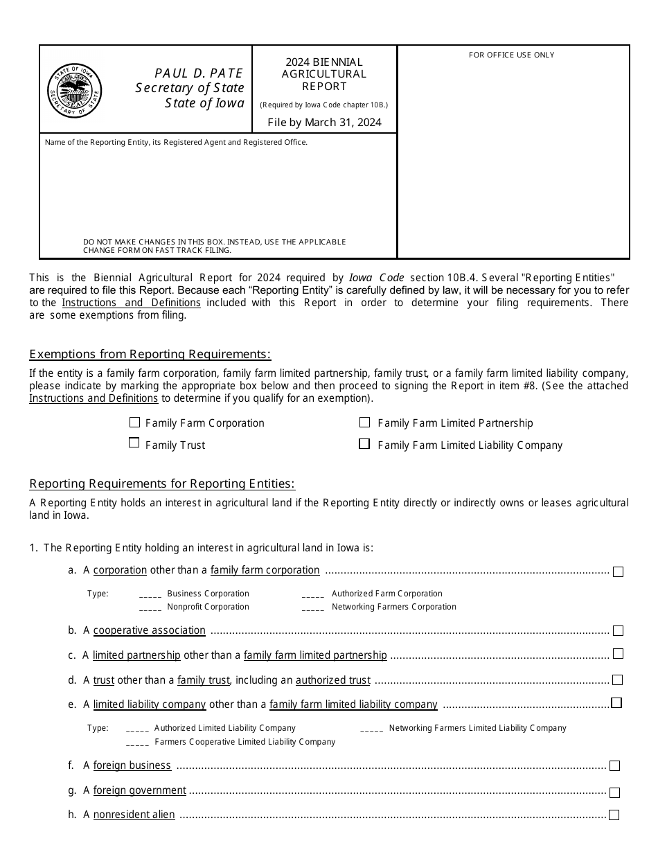 Biennial Agricultural Report - Iowa, Page 1