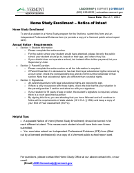 Document preview: Home Study Enrollment - Notice of Intent - Vermont