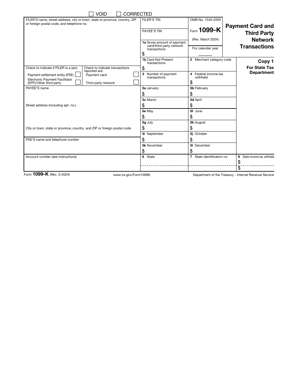 IRS Form 1099-K Payment Card and Third Party Network Transactions, Page 3