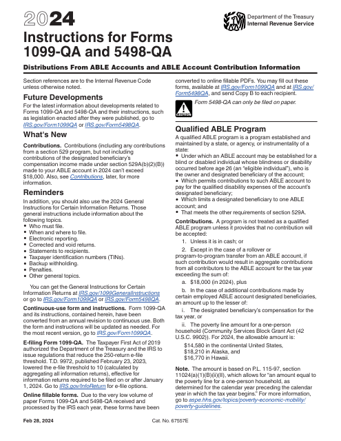 Instructions for IRS Form 1099-QA, 5498-QA, 2024