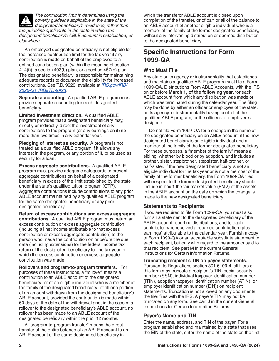 Instructions for IRS Form 1099-QA, 5498-QA, Page 2