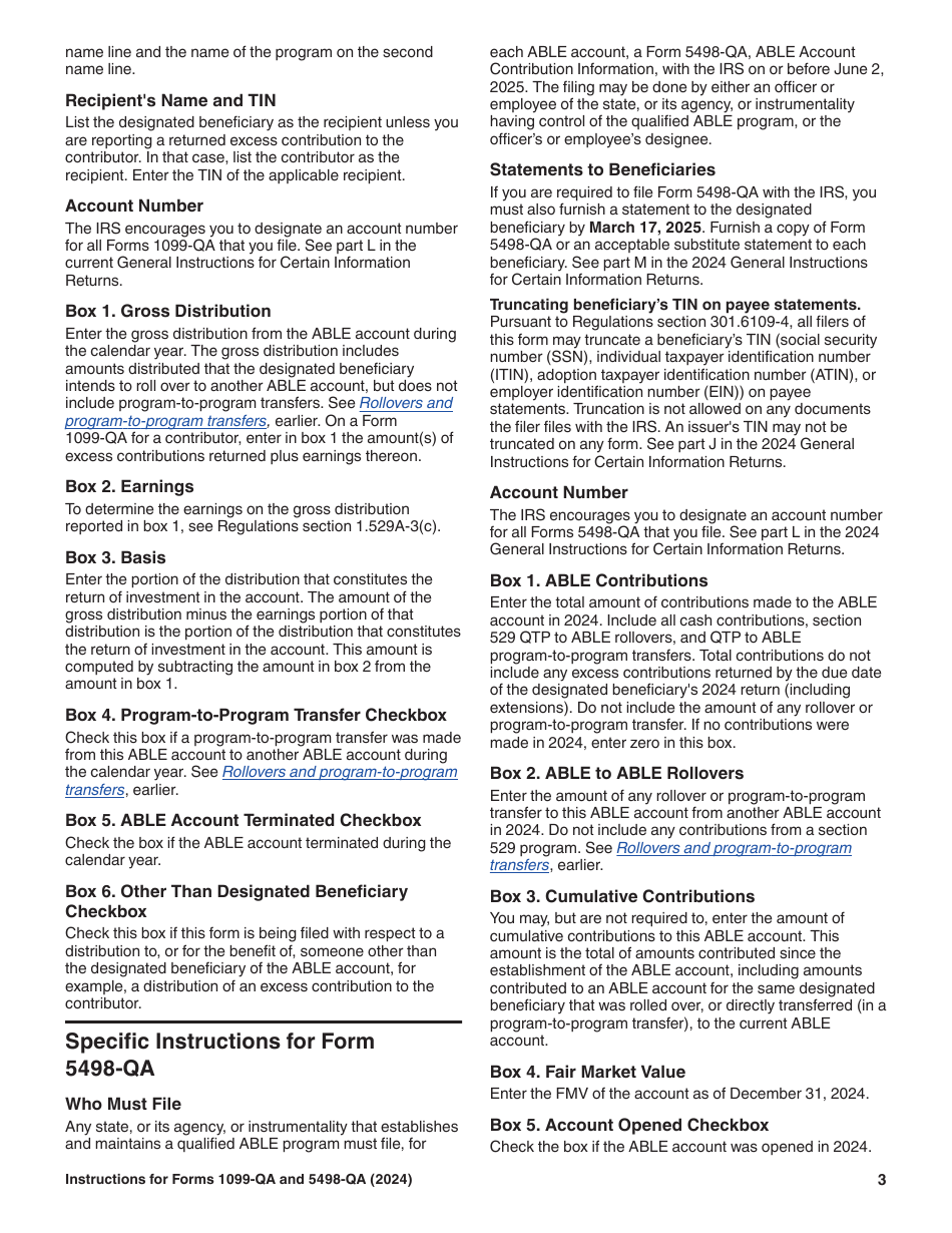 Instructions for IRS Form 1099-QA, 5498-QA, Page 3