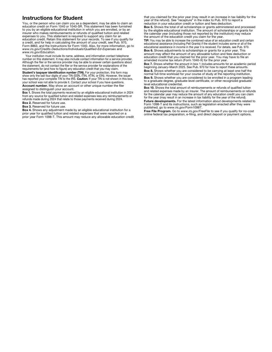 IRS Form 1098-T Tuition Statement, Page 4