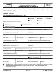 Document preview: IRS Form 14457 Voluntary Disclosure Practice Preclearance Request and Application