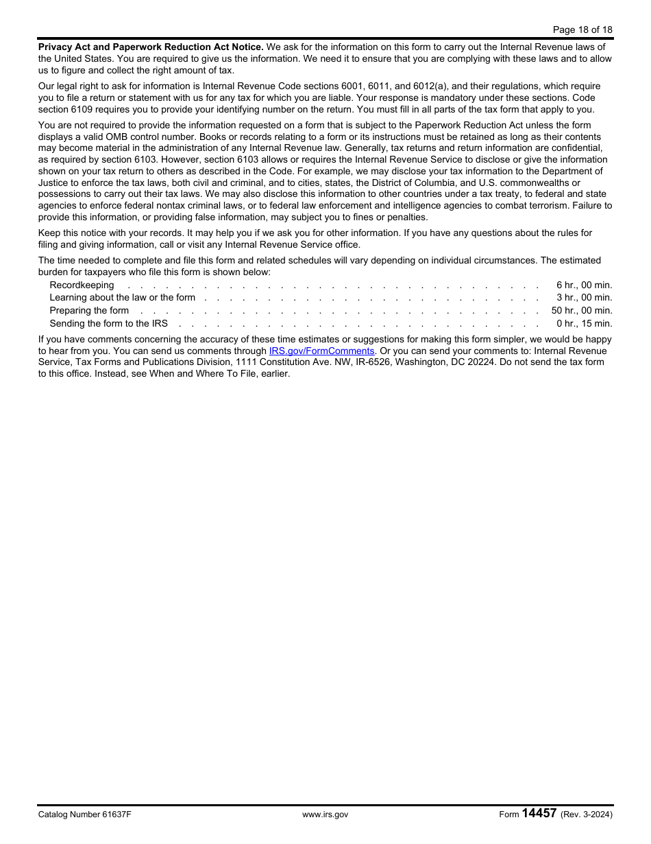 IRS Form 14457 Voluntary Disclosure Practice Preclearance Request and Application, Page 18