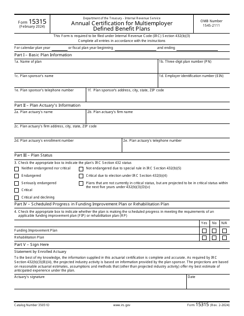 IRS Form 15315  Printable Pdf