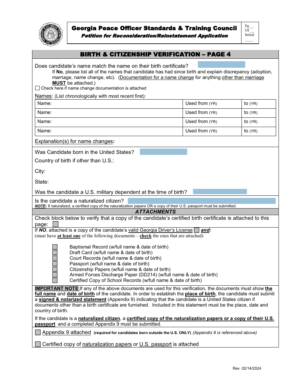 Petition for Reconsideration / Reinstatement Application - Georgia (United States), Page 4