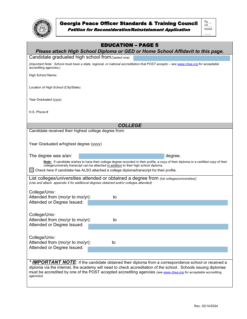 Petition for Reconsideration / Reinstatement Application - Georgia (United States), Page 5