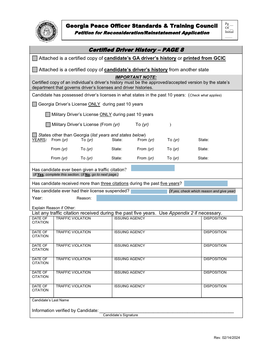 Petition for Reconsideration / Reinstatement Application - Georgia (United States), Page 8
