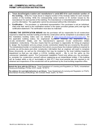 TDLR Form IHB151N Ihb - Commercial Installation Permit Application - Texas, Page 2