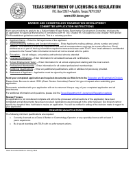 TDLR Form BAC140N Barber and Cosmetology Examination Development Committee Application - Texas