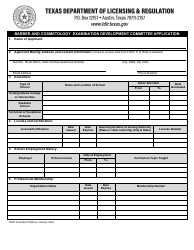 TDLR Form BAC140N Barber and Cosmetology Examination Development Committee Application - Texas, Page 2