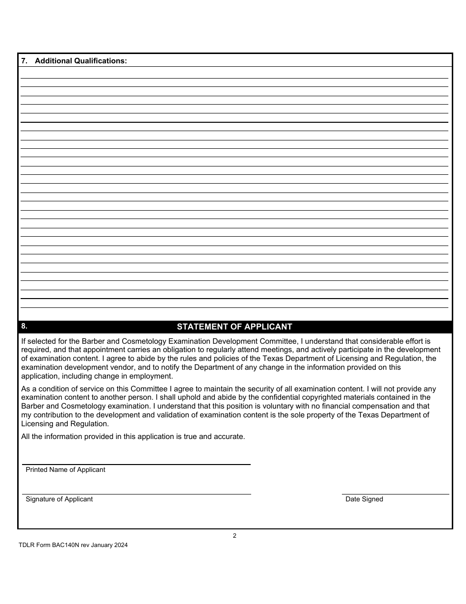 TDLR Form BAC140N - Fill Out, Sign Online and Download Fillable PDF ...