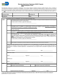 Document preview: Exemption Form - Disaster Assistance Employee (Dae) Program - Miami-Dade County, Florida, 2024