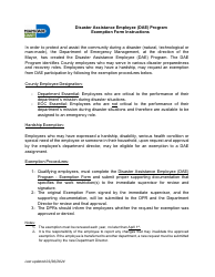 Exemption Form - Disaster Assistance Employee (Dae) Program - Miami-Dade County, Florida, Page 2