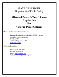 Document preview: Missouri Peace Officer License Application for Veteran Peace Officers - Missouri