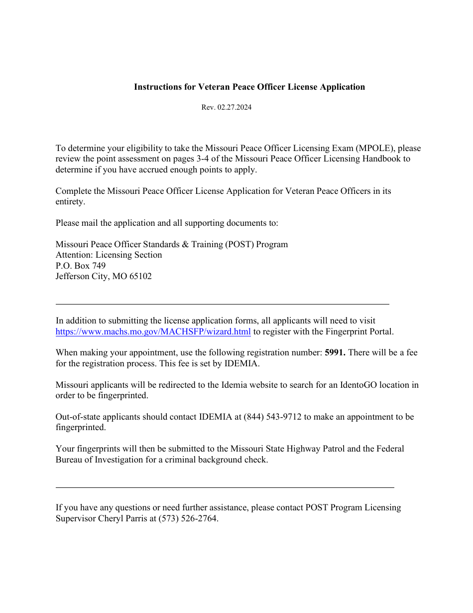 Missouri Peace Officer License Application for Veteran Peace Officers - Missouri, Page 4