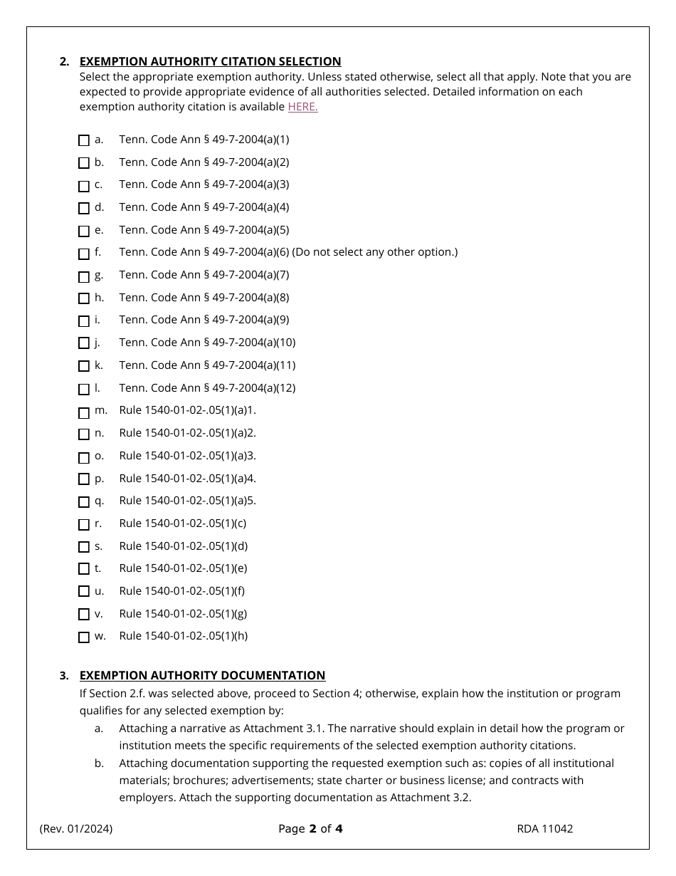 Exemption Determination Request - Tennessee, Page 2