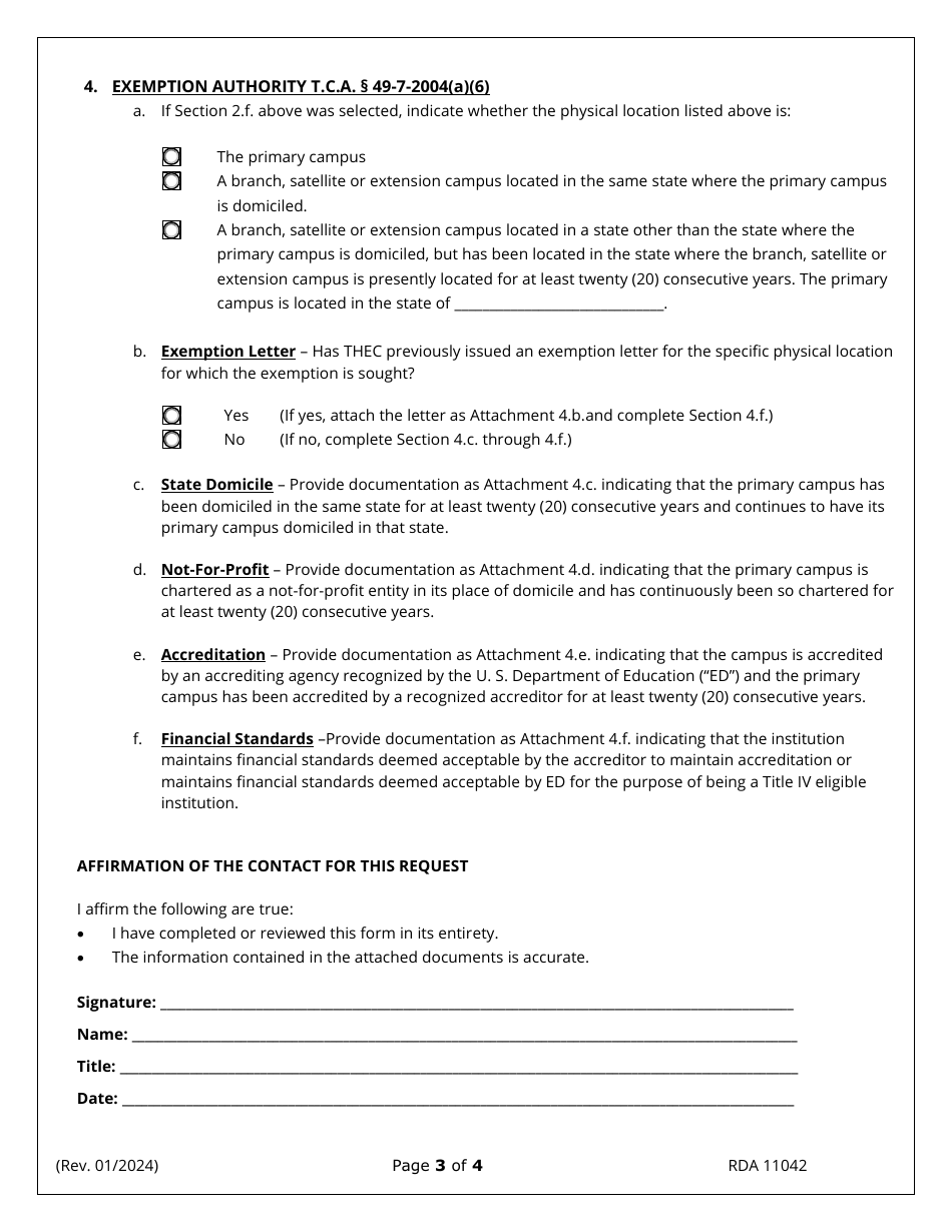 Exemption Determination Request - Tennessee, Page 3