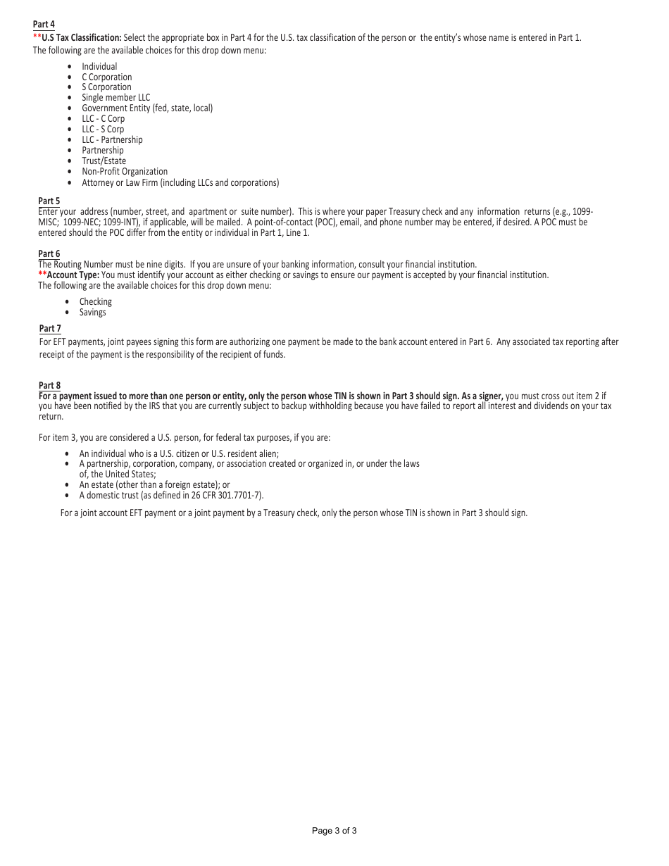Form AO213P Request for Payee Information and Tin Certification, Page 3