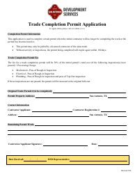 Building Permit Extension and Trade Completion Permit Application - City of San Antonio, Texas, Page 2