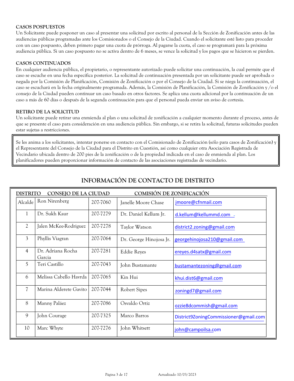 Solicitud Para Cambio De Zonificacion / Enmienda De Plan - City of San Antonio, Texas (Spanish), Page 3