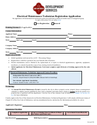 Document preview: Electrical Maintenance Technician Registration Application - City of San Antonio, Texas