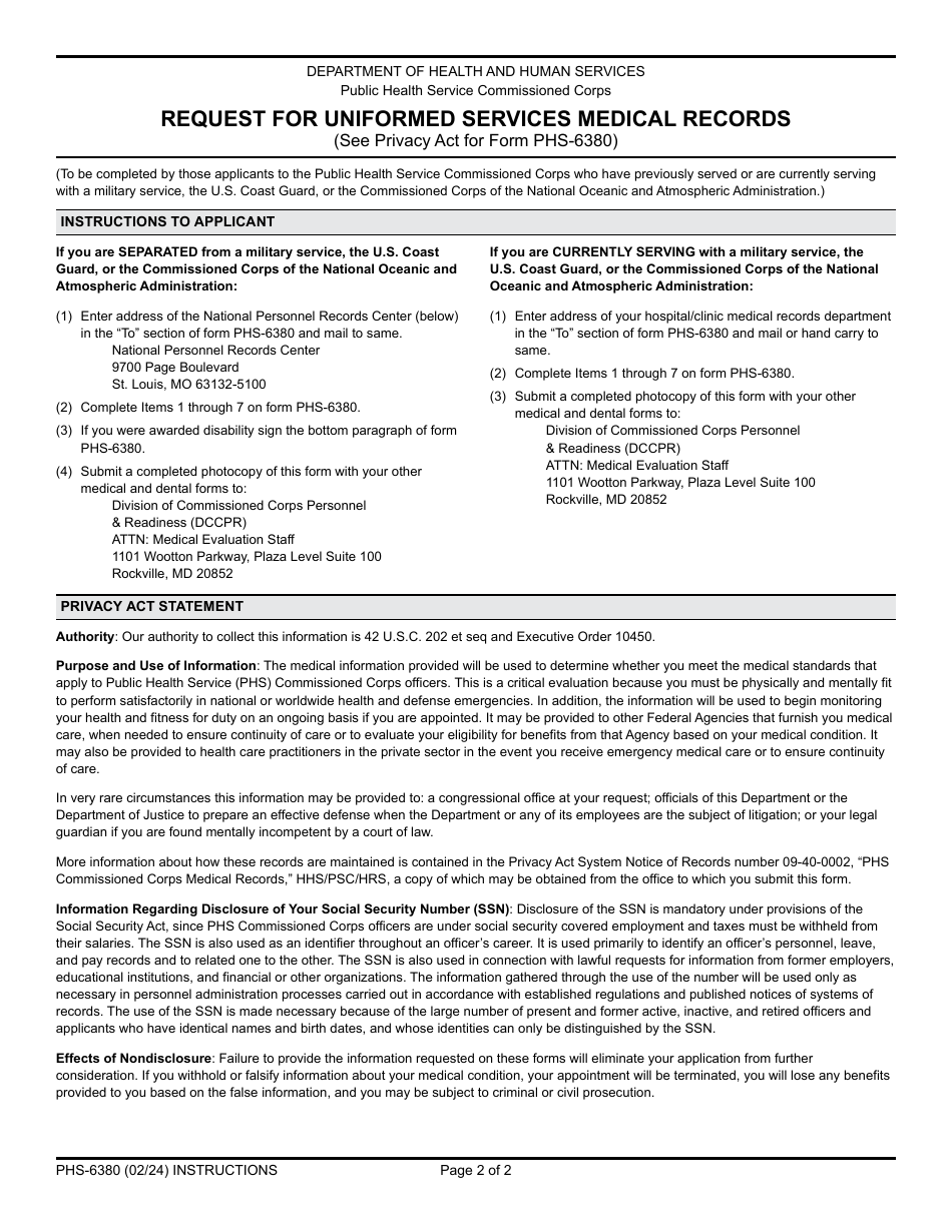 Form PHS-6380 - Fill Out, Sign Online and Download Fillable PDF ...