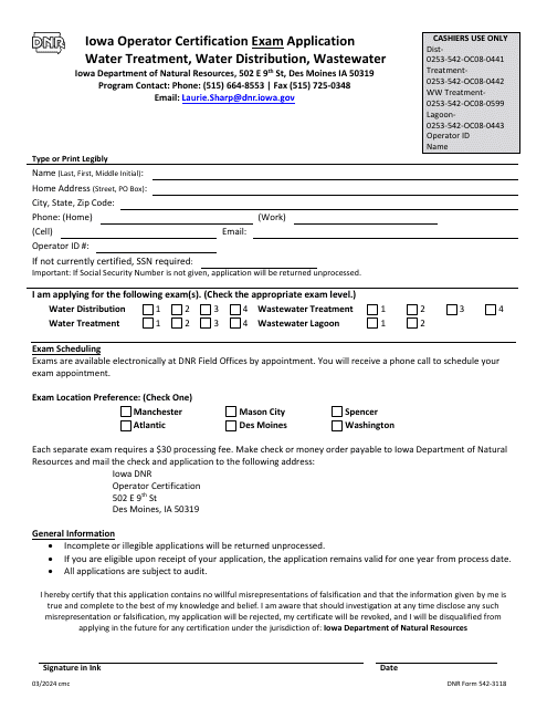 DNR Form 542-3118  Printable Pdf