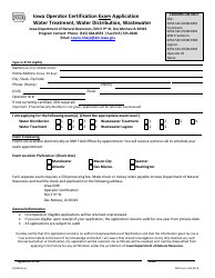 DNR Form 542-3118 Iowa Operator Certification Exam Application - Water Treatment, Water Distribution, Wastewater - Iowa